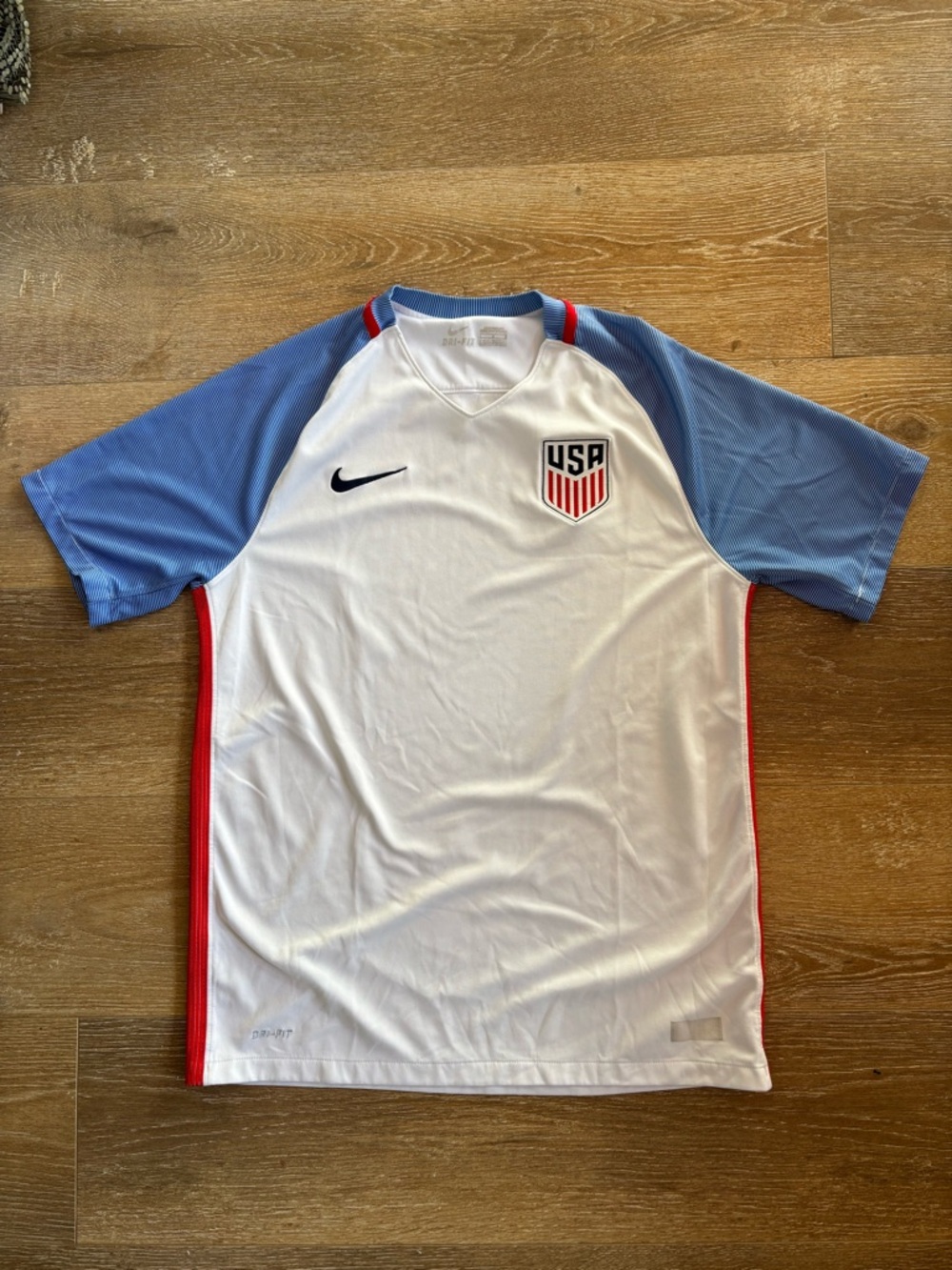 Nike USA Soccer Jersey in White, Light Blue and Red Trim